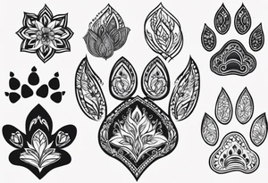 seven dog paw prints tattoo idea