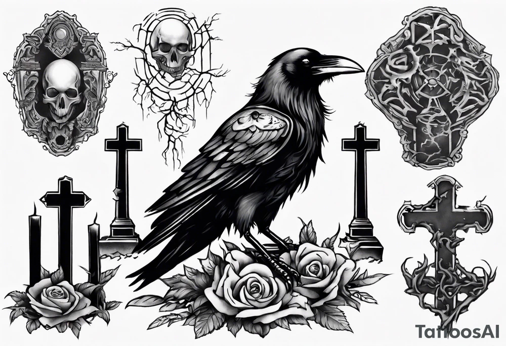 Raven on the grave tattoo idea