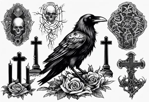 Raven on the grave tattoo idea