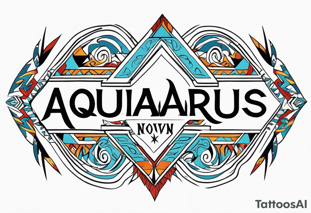 Arm band Comanche native symbols with Aquarius theme tattoo idea
