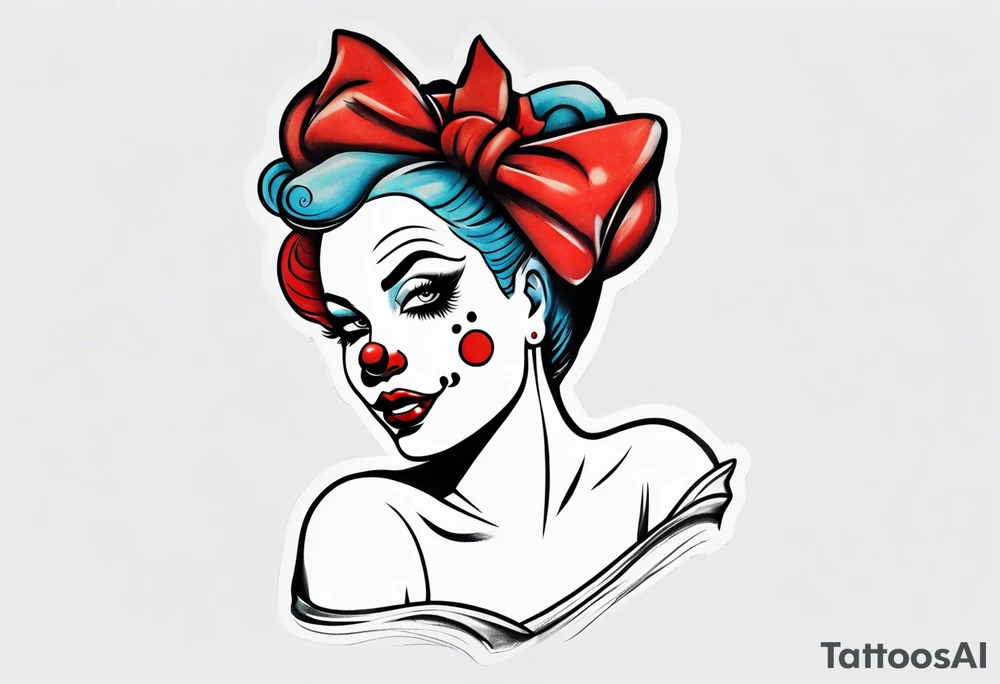 female pin up clown full body tattoo idea