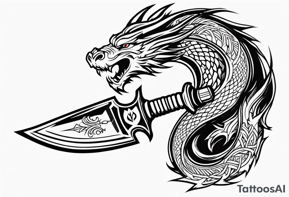 Valhalla sword shield dragon axe tattoo idea