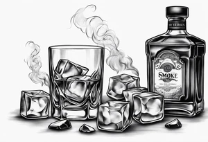 whiskey on the rocks with smoke tattoo idea