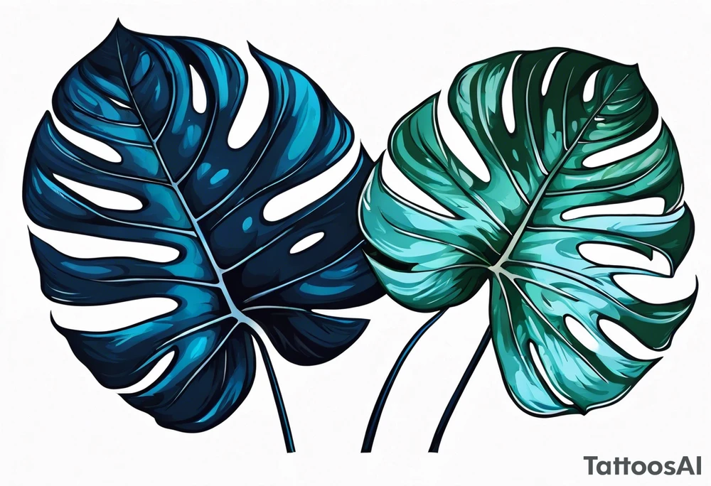 Monstera Ableger blau tattoo idea
