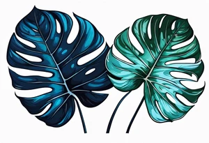 Monstera Ableger blau tattoo idea