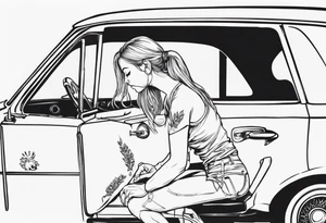 Girl working on a car tattoo idea