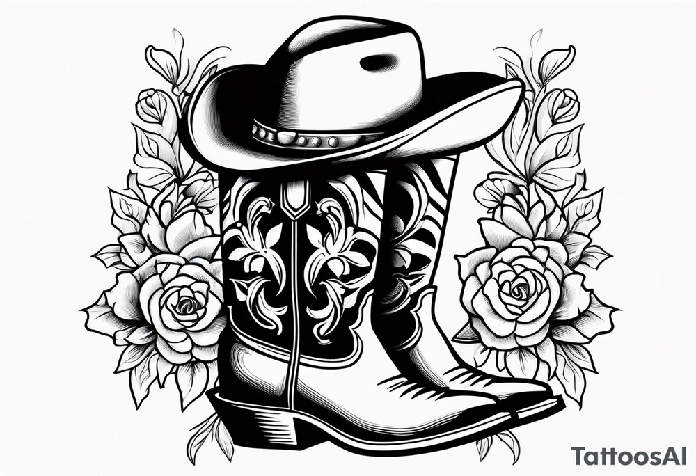 Cowboy boots flowers inside boots cowboy hat howdy tattoo idea