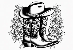 Cowboy boots flowers inside boots cowboy hat howdy tattoo idea