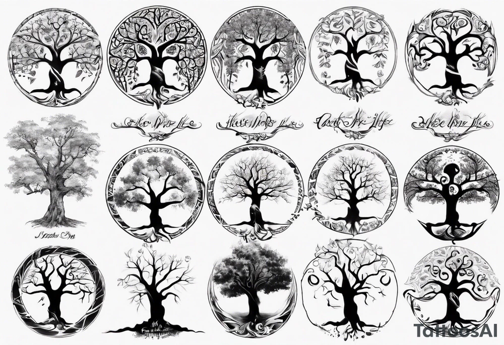 Tree of life with children names tattoo idea
