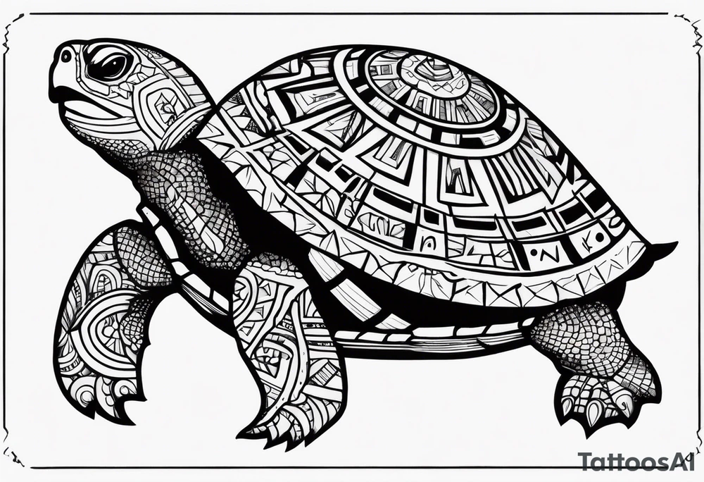 native american turtle with the name sam incorporated into thje shell design tattoo idea