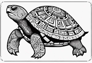 native american turtle with the name sam incorporated into thje shell design tattoo idea