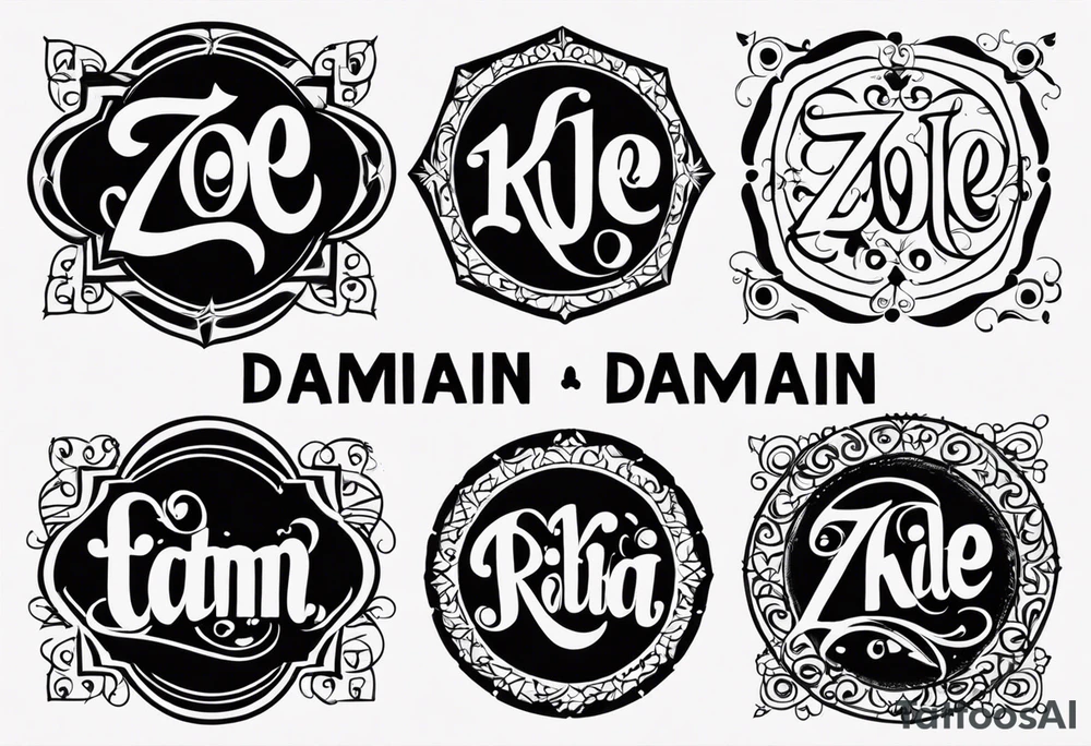 Has my 4 kids names in it Zoe, Damian, Ramiro, Tatum tattoo idea