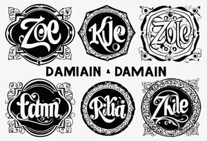 Has my 4 kids names in it Zoe, Damian, Ramiro, Tatum tattoo idea
