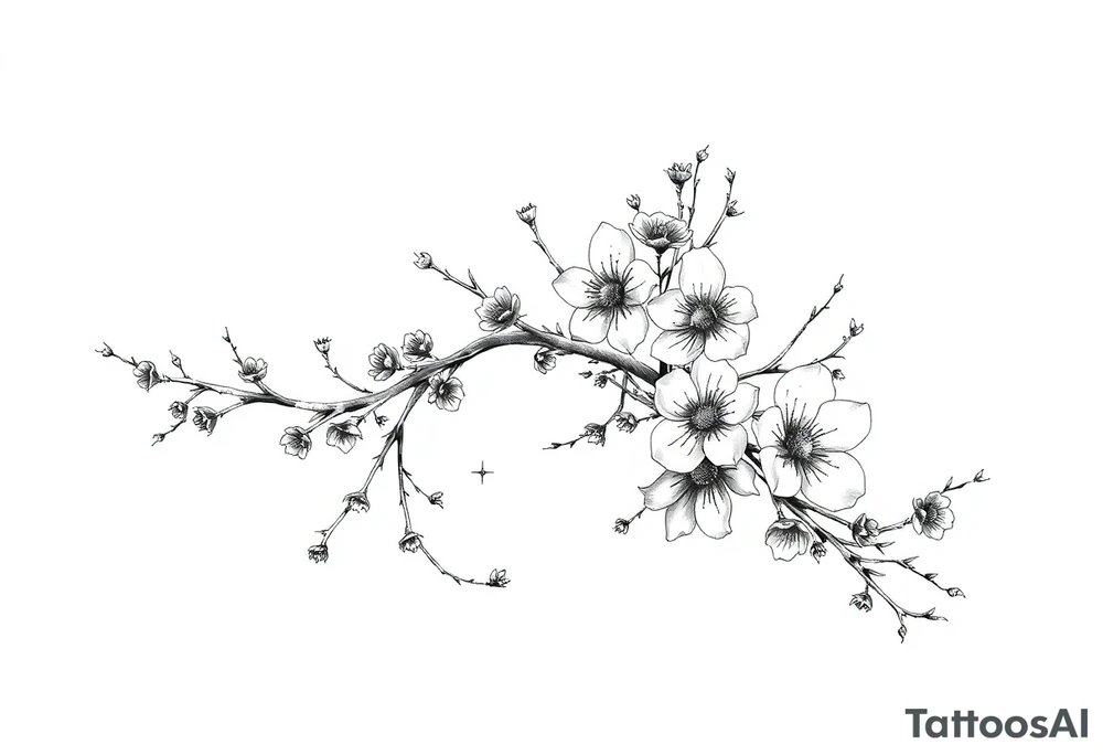 thorny branches and flowers tattoo idea