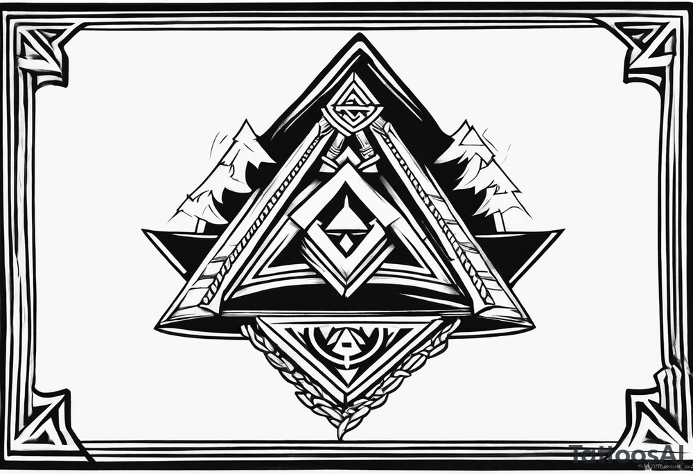 Valhalla stairs sword shield axe Valknut tattoo idea