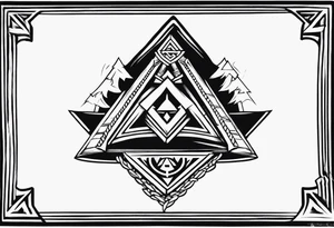Valhalla stairs sword shield axe Valknut tattoo idea