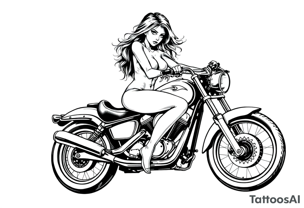 naked girl on motorcycle, slut, angry tattoo idea
