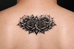 Black Roses and Poppies tattoo idea