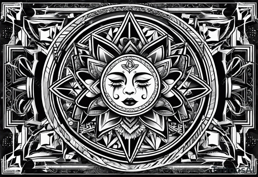 Geometric patch work punk music tattoo idea