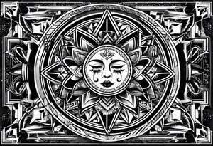 Geometric patch work punk music tattoo idea
