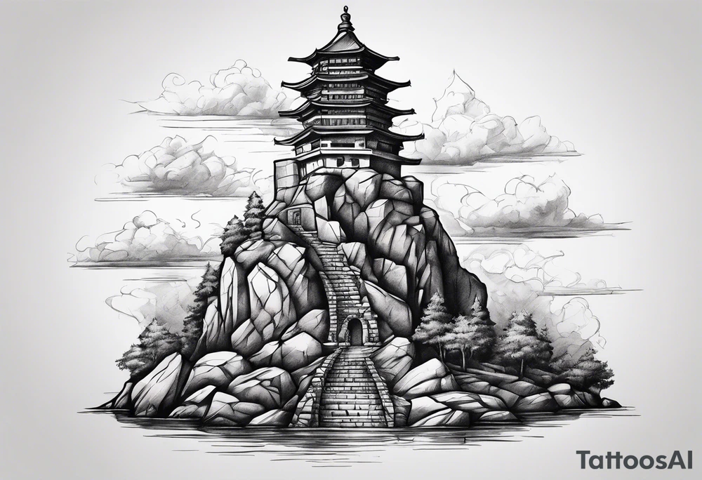 Rock tower tattoo idea