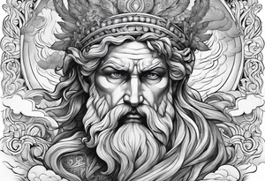 A full-length Greek god in the clouds tattoo idea