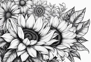 Tournesol,  rose flower, Camera, wave, palmier tattoo idea