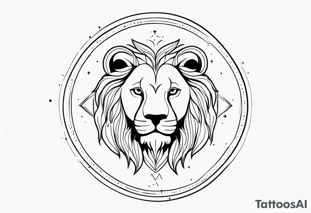 Leo zodiac sign and all of its elements including the constellation on a back tatto tattoo idea