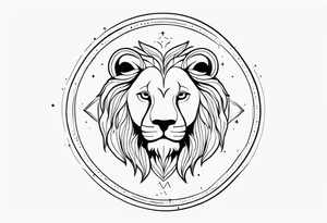 Leo zodiac sign and all of its elements including the constellation on a back tatto tattoo idea