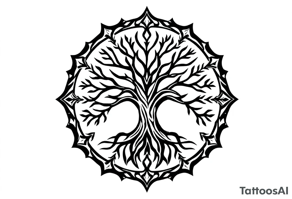 Tree of life circle tattoo idea