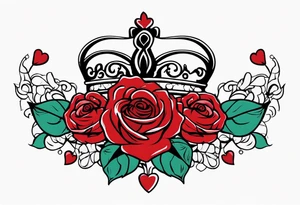the red rose queen's crown with a heart tattoo idea