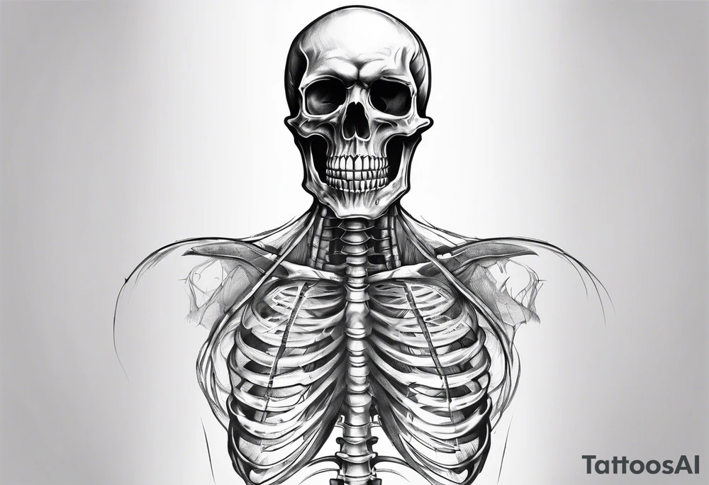 Biohazard x-ray skelton with body make it look masculine and scary and medical field tattoo idea