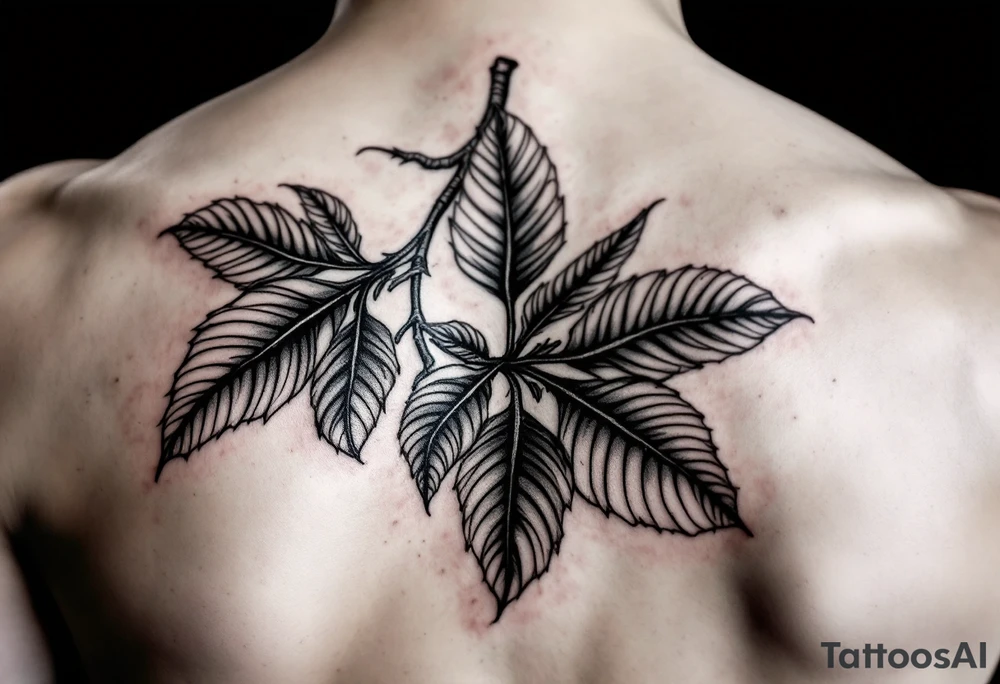 Hawaiian breadfruit tree leaves tattoo idea