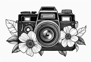Vintage camera with flowers. tattoo idea