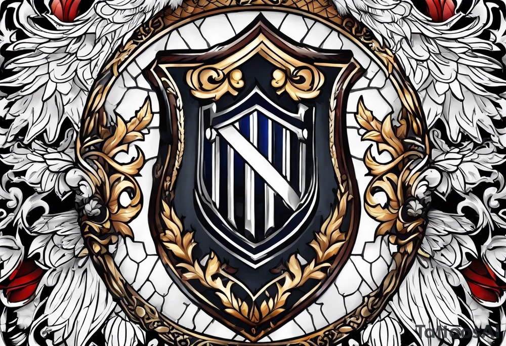 shield with obedience over sacrafice tattoo idea