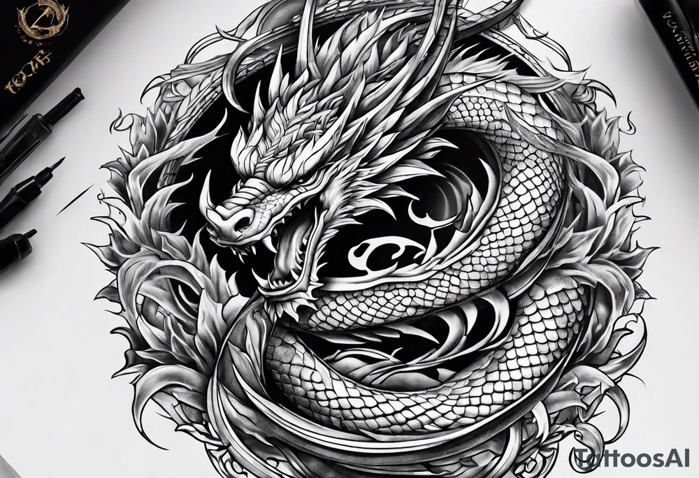 Drache mit Schlangenkörper tattoo idea