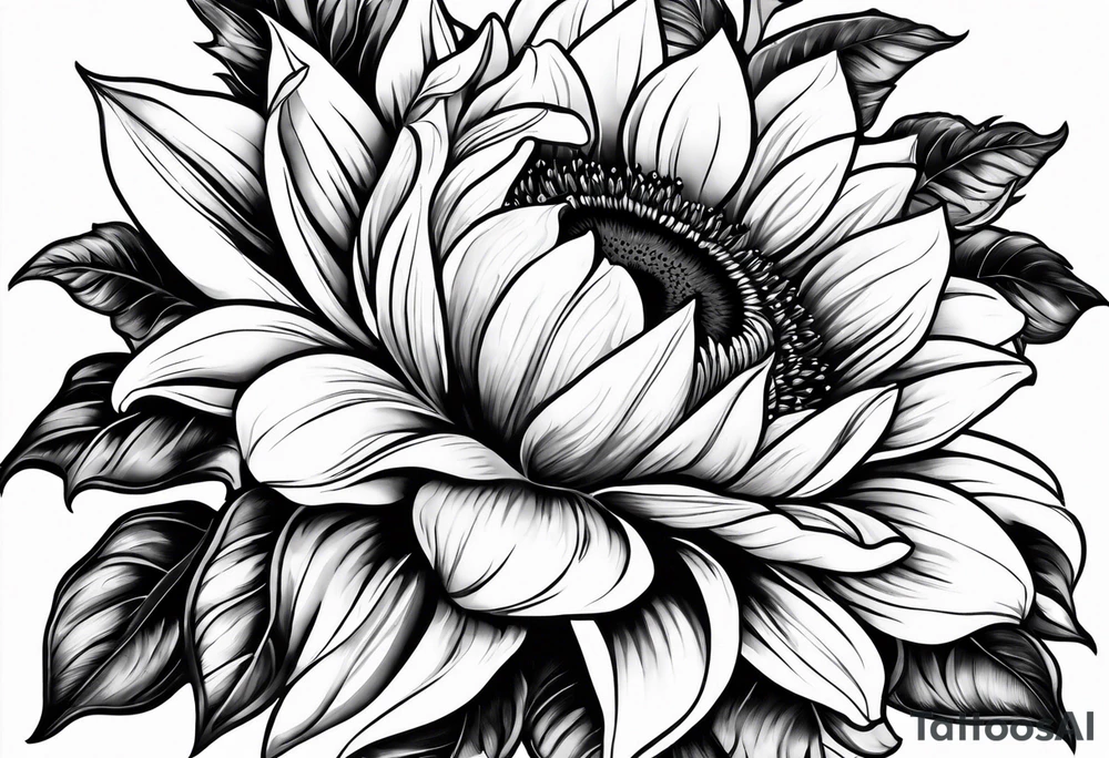 Sunflower, Rose, Lily tattoo idea