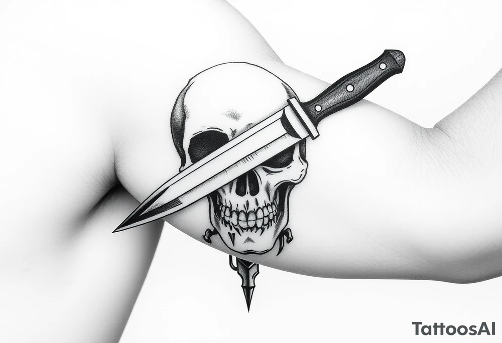 Knife going thruog a skull tattoo idea