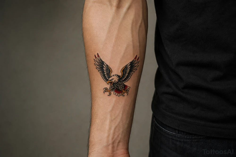 Bald eagle with talons tattoo idea
