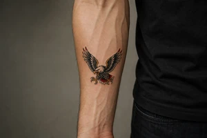 Bald eagle with talons tattoo idea