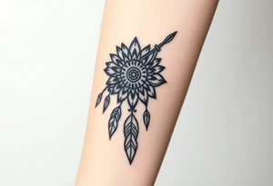 big spiritual feather indian mandala shaman tattoo idea