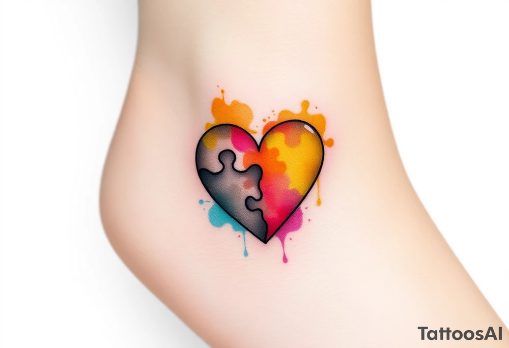 autism heart puzzle shape symbol tattoo idea