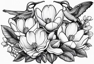 bee, magnolia, pelican, alligator together tattoo idea