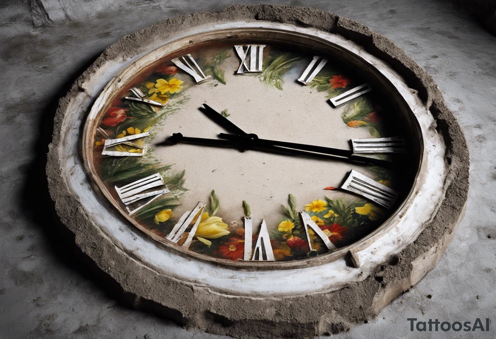 un reloj de arena que dentro de él habrá un barco enterrado en la arena, y al pie del reloj habrán flores. Bajo las flores habrá un papelito que diga "Atiny" y de él saldrán enredaderas con hojas pequeñas encerrando el reloj y arriba cerrará con un papelito que diga "Star1117" tattoo idea