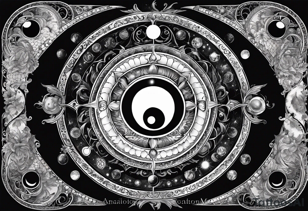 Astrology, Cancer, Natal Chart, symbolic, vision, yin yang, the moon, the sun, Uranus, Pluto, spiritual third eye, mystical armband tattoo idea