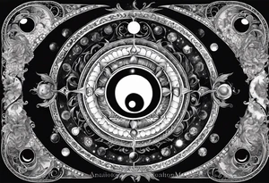 Astrology, Cancer, Natal Chart, symbolic, vision, yin yang, the moon, the sun, Uranus, Pluto, spiritual third eye, mystical armband tattoo idea