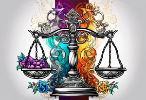 Libra scales combined with Gemini and Taurus signs tattoo idea