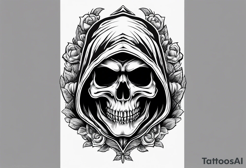 grim reaper no face skull tattoo idea