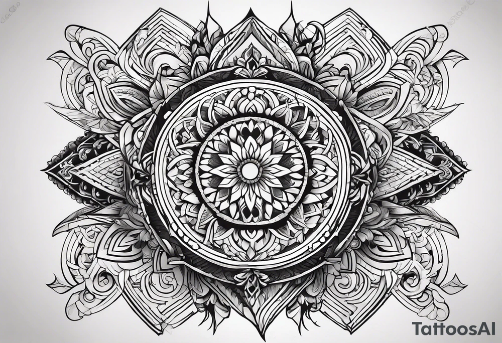 рукав с тремя разными узорами tattoo idea
