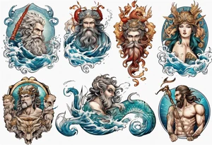 Ancient Greek gods of the sea tattoo idea